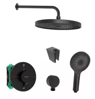 Dusų sistema Hansgrohe SANI21HKK402, termostatinė su įmontuota dalimi, matinė juoda