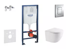 Tualeto komplektas Grohe Rapid SL rėmas su Kielle Oudee pakabinamu klozetu ir SoftClose dangčiu, Skate Cosmopolitan chromas, SANI11BA1107