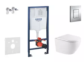 Tualeto komplektas Grohe Rapid SL rėmas su Kielle Oudee pakabinamu klozetu ir SoftClose dangčiu, Skate Cosmopolitan chromas, SANI11BA1110