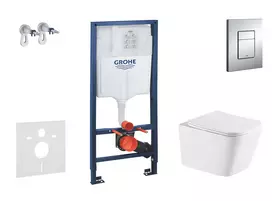 Tualeto komplektas Grohe Rapid SL rėmas su Kielle Arkas I Rimless klozeto puodu ir SoftClose dangčiu, Skate Cosmopolitan chromas, SANI11BA1111