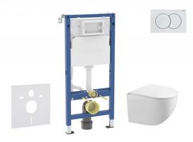Geberit Duofix tualeto rėmo komplektas su Kielle Gaia Rimless pakabinamu klozetu, SoftClose sėdyne, Delta01 balta plokštelė SANI11CA3120B
