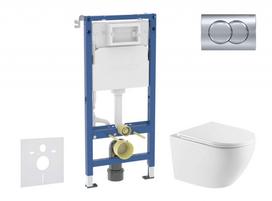 Tualeto lėkštės komplektas Geberit Duofix rėmas su Kielle Oudee Rimless pakabinamu unitazu, SoftClose dangčiu, chromuota Delta01 mygtuku SANI11CA1166