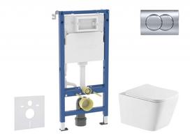 Tualeto unitazo komplektas Geberit Duofix rėmas su Kielle Arkas I Rimless pakabinamu unitazu, SoftClose dangčiu, chromuota Delta01 valdymo plokštė SANI11CA1172