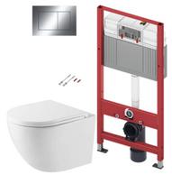 TECEbase rėmo tualeto komplektas su Kielle Oudee Vortex Rimless+ klozeto unitazu, SoftClose dangčiu ir TECEnow chromuota mygtuku