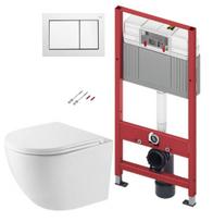 Tualeto komplektas TECEbase rėmas su Kielle Oudee Vortex Rimless+ puodu, SoftClose dangčiu ir TECEnow baltu mygtuku