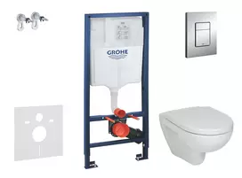 Tualeto komplektas Grohe Rapid SL rėmas su Jika Lyra Plus pakabinamu klozetu ir dangčiu, Skate Cosmopolitan nuleidimo plokštelė, chromas, 38528SET-KJ2