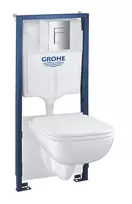 Tualeto komplektas Grohe Solido, pakabinamas unitazas su SoftClose dangčiu, nuleidimo plokštelė Even, chromas, 39817000 NEW