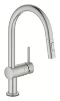 Grohe MintaTouch elektroninis vonios kriauklės maišytuvas su ištraukiamu purkštuku, SuperSteel, 31358DC2