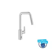 Vonios kambario kriauklės maišytuvas Grohe QuickFix Start, su ištraukiamu antgaliu, supersteel, elektroninis, ištraukiamas antgalis, 101243DC00 NEW