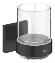 Dantų šepetėlio laikiklis Grohe QuickFix Start Cube, stiklas/matinis juodas, 410972430 NEW