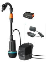 Panardinamas (drenažinis) siurblys Gardena 2600 Comfort 18V lietaus vandeniui su 2,5 Ah akumuliatoriumi ir įkrovikliu, 970825101
