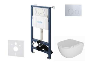 WC komplektas Kielle Genesis rėmas su Kielle Oudee be bortelio klozetu, SoftClose dangčiu ir Gemini New II blizgaus chromo mygtuku 30528SS05