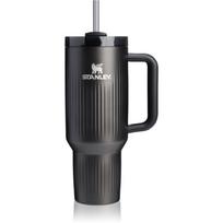 Stanley Quencher H2.O Fluted Tumbler nerūdijančiojo plieno puodelis su šiaudeliu didelis Black PVD 1180 ml