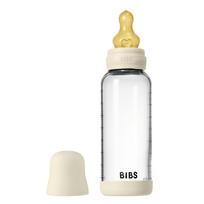 BIBS stiklinis buteliukas + vidutinės tėkmės žindukas, 240 ml Ivory, baltas