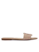 CALVIN KLEIN Moteriškos odinės basutės, SQUARE FLAT SNDL EMBL SUEDE