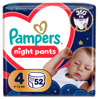 Sauskelnės nakčiai Pampers Night Pants, 4 dydis, 52 vnt.