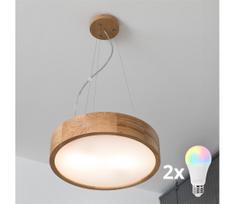 Brilagi - LED RGBW dimeriuojama liustra CARVALHO 2xE27/9W/230V Wi‑Fi, ąžuolas, skersmuo 37 cm