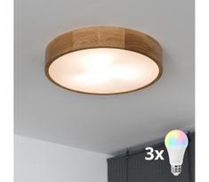Brilagi - LED RGBW reguliuojamas lubinis šviestuvas CARVALHO 3xE27/9W/230V Wi-Fi, ąžuolo apdaila, skersmuo 47,5 cm