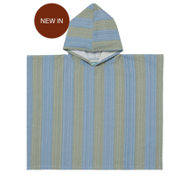 Molis&Co vaikiškas pončas - rankšluostis su gobtuvu Khaki & Blue Stripes