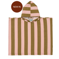 Molis&Co vaikiškas pončas - rankšluostis su gobtuvu Khaki & Rose Stripes