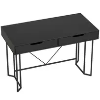 Kompaktiškas kompiuterio stalas su 2 stalčiais, rašomasis stalas su didele 120 x 60 x 77 cm darbo plokštuma, juodas