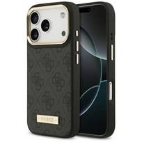 Guess 4G Logo Plate Magnetinis dėklas iPhone 17 Pro - juodas