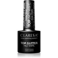Claresa UV/LED Top Glitter No Wipe viršutinis gelinio nagų lako sluoksnis blizgus atspalvis Glitter Silver 5 g
