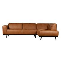 Rudos spalvos iš dirbtinės odos kampinė sofa (su dešiniuoju kampu/„L“ formos) Statement – WOOOD