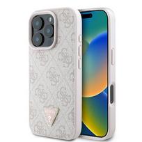 Guess Odinis 4G Trikampio Strass Magnētinis dėklas iPhone 16 Pro Max - rožinis