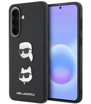 Juodas dėklas Samsung Galaxy A57 telefonui "Karl Lagerfeld Liquid Silicone Metal Karl and Choupette Case"