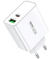 Baltas 65W GaN 1xUSB-A + 1xUSB-C pakrovėjas "Remax RP-U125"