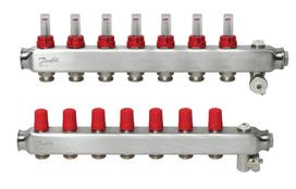 Reguliuojamas grindinio šildymo kolektorius Danfoss, su srauto matuokliais, SSM-F 7 žiedų