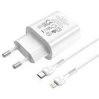 Telefono įkroviklis Hoco N22 Jetta, Lightning/USB Type-C, 7.8 cm, balta sp., 25 W