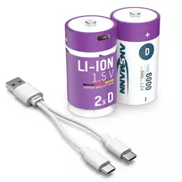 ANSMANN ličio jonų akumuliatoriai D 6000 mAh 1,5 V USB-C – 2 vnt.