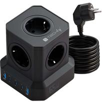 Įkroviklis Techly GaN maitinimo blokas Power Cube 230V 65W 3x USB-C 2x USB-A | TLY_622946 | 8058956622946