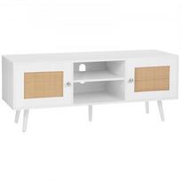 TV staliukas, 120x40x49 cm, balta, rotangas