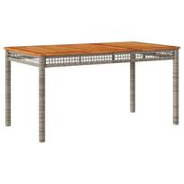 Sodo stalas，Lauko stalas, pilkas, 140x80x75cm, poliratanas ir akacija CFE513222