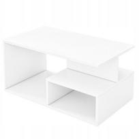 Modernus baltas kavos staliukas su lentyna, baltas loftas, didelis, 90 cm