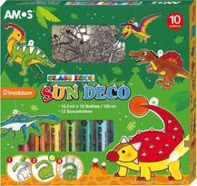 Dažai vitražiniai dekoratyviniai Amos Sun Deco "Dino" 10x10.5 ml su 12 pakabukais
