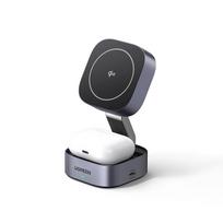 Ugreen W702 3in1 indukcinis įkroviklis su MagSafe / Qi2 ir USB-C jungtimi telefonui / ausinėms - juodas