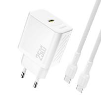 Dudao sieninis įkroviklis A27CEU PD 25W GaN SB-C su USB-C laidu - baltas