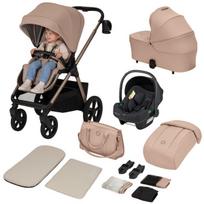 Vežimėlis 3in1, GravelTech ratai, sulankstymas su sėdyne, amortizacija, komplektas – Lionelo Carmine Beige Sand