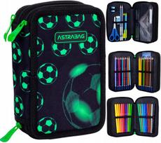 Astrabag futliar su futbolo tema, 3 skyriai, su mokykliniais reikmenimis