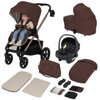 Vežimėlis 3in1, GravelTech ratai, sulankstymas su sėdyne, amortizacija, komplektas – Lionelo Carmine Brown Chocolate