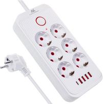 Maclean Mce391 W prailginimo laidas: 6 lizdai, 4xusb, Usb-c, 3m