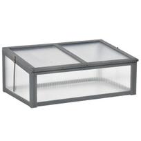 "Outsunny" medinis šaldymo rėmas, mini šiltnamis 100 x 65 x 40 cm, šiltnamis su dangčiu, apsauga nuo UV spindulių, permatomas šaldymo rėmas, žiemai atspari pakelta lova sode, pilkos spalvos, Pilka
