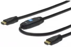 Assmann Electronic ASSMANN HDMI didelės spartos A tipo jungties kabelis su stiprintuvu. M/M 20.0mw/Ethernet Ultra HD 24p CE auksinis bl