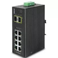 Šakotuvas Planet IP30 Industrial 8* 1000TP + 2* 100/1000F SFP visiškai valdomas Ethernet jungiklis (nuo -40 iki 75 laipsnių C)