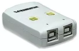 Intracom MANHATTAN Hi-Speed USB 2.0 bendrinimo jungiklis 1x2 prievadai, dvigubas valdymas, automatinio jutiklio USB 2.0 tipo A į B tipo jungiklis