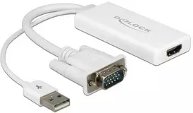 Adapteris AV Delock D-Sub (VGA) – HDMI + USB-A baltas (62460)
